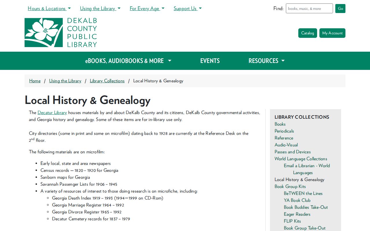 DeKalb County city directory local history collection