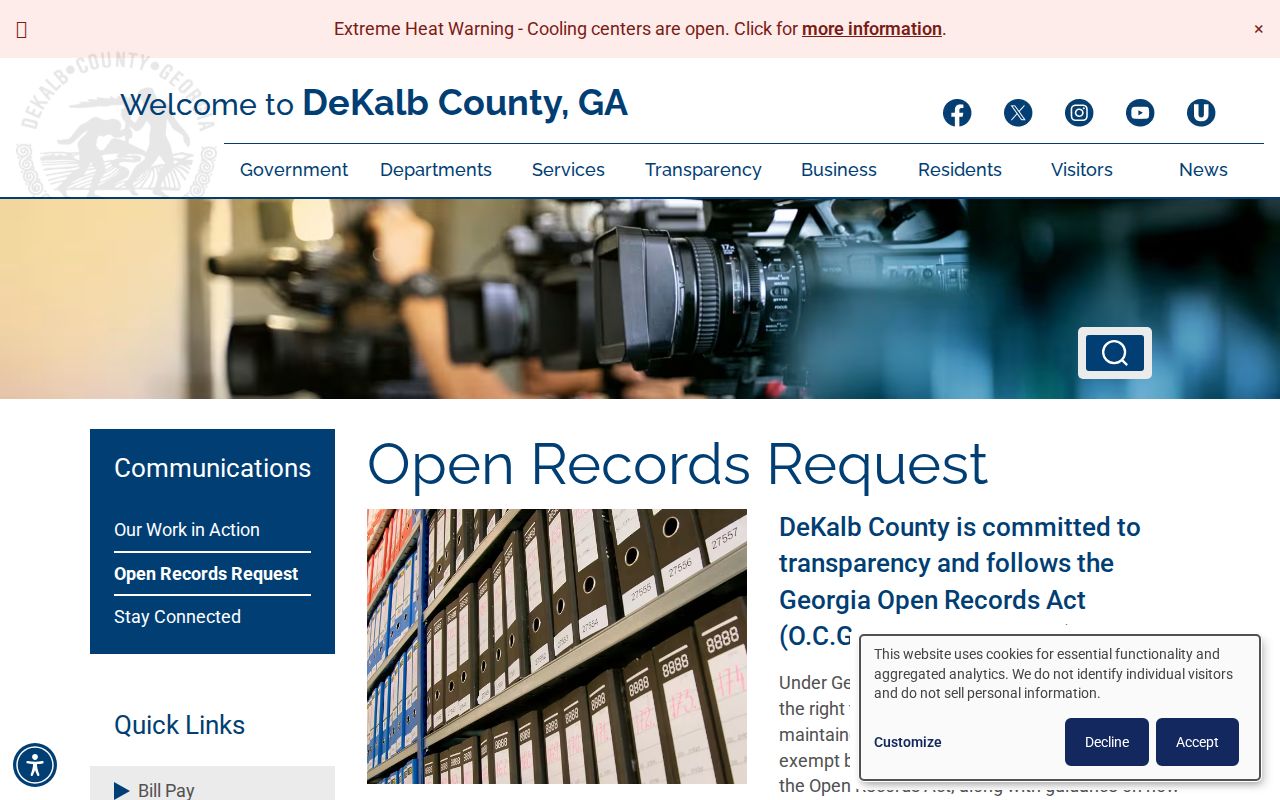 DeKalb County open records request directory
