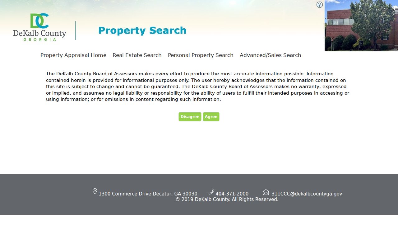 DeKalb County Property Appraisal search interface