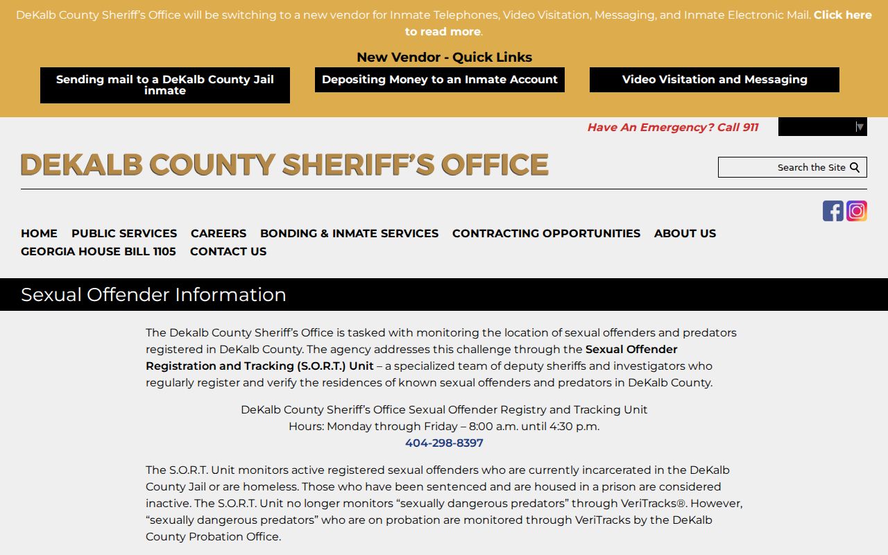 DeKalb Sheriff information about the official address-radius registry